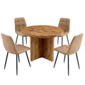 5 Piece Round Dining Table Set, Modern Round Table And 4 Upholstered Chairs For Dining Room, Kitchen Room, Living Room, Easy Assembly Metal Brown Black Dining Room 42 Inches Farmhouse,Mid Century Modern,Modern Round Round Mdf Dining Table With Chair Mdf