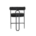 Coolmore Bar Stools Set Of 2, Modern Bar Stool With Back, Black Metal Frames, Upholstered Bar Stools For Kitchen Island, Pub, Club Black Chenille Black Dining Room Foam Chenille