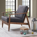 Charcoal And Brown Accent Chair With Removable Cushion Brown Grey Primary Living Space Modern Wood Fabric