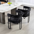 Coolmore Contemporary Designed Velvet Fabric Upholstered Accent Dining Chair Barrel Side Chairs Kitchen Armchair For Living Room Set Of 2 Black Chenille Black Dining Room Foam Chenille