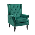 Coolmore Wood Frame Armchair, Modern Accent Chair Lounge Chair With Sturdy Wood Legs For Living Room Bedroom Green Green Primary Living Space Foam Velvet