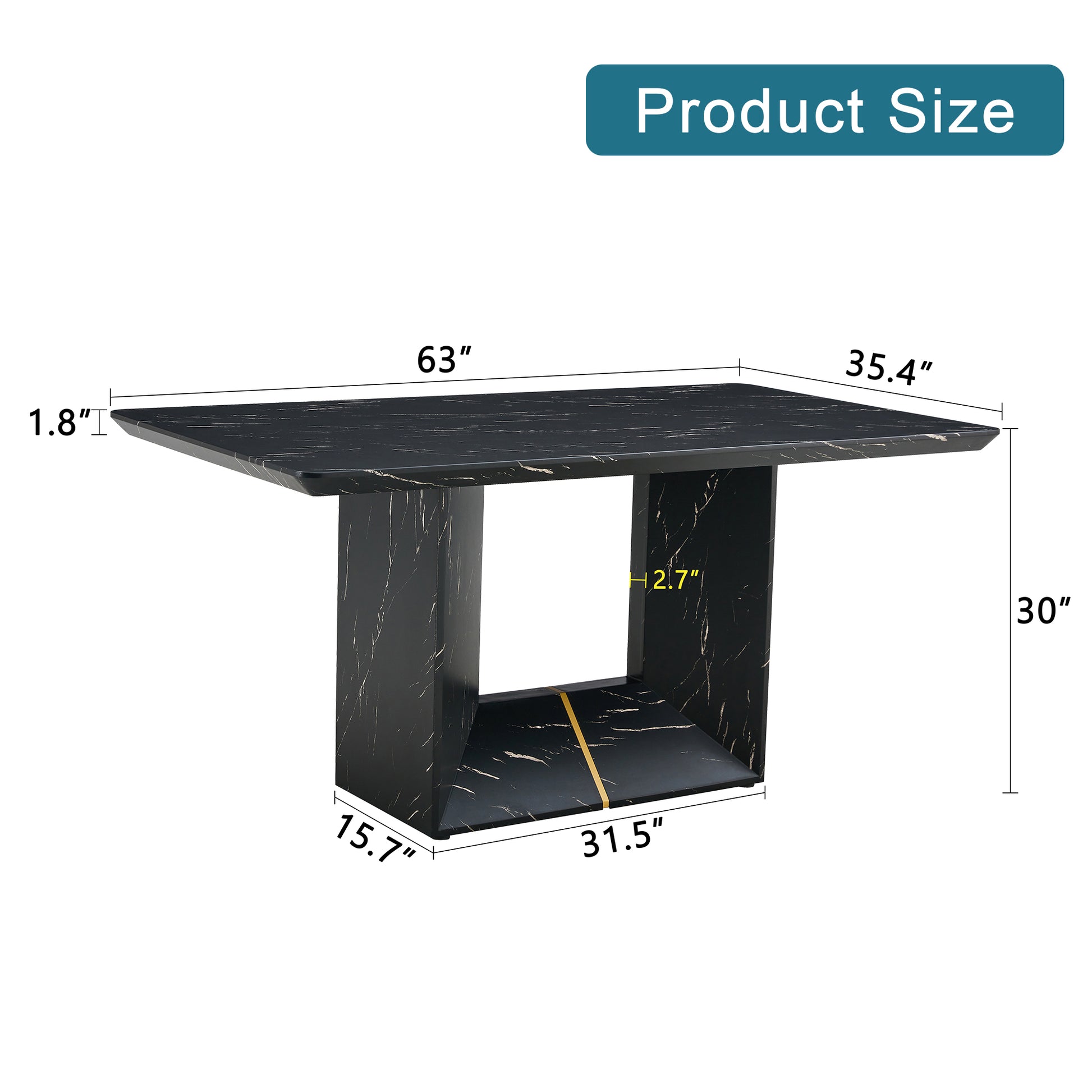 This Modern Dining Table With Mdf Marbled Design Gives You A Luxurious And Elegant Feel, Adding A Touch Of Elegance Whether It Is A Family Dinner Or Entertaining Guests. Black Mdf