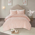3 Piece Tufted Cotton Chenille Medallion Comforter Set Blush King Cal King King Blush Cotton