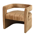 Modern Velvet Accent Chair With Ribbed Detail, Luxury Curved Fully Upholstered Accent Chair, Brown No Assembly Needed Brown Velvet