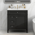 30'' Bathroom Vanity With Top Sink, Modern Bathroom Storage Cabinet With 2 Drawers And A Tip Out Drawer, Single Sink Bathroom Vanity Black Bathroom Solid Wood Mdf