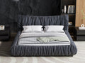 King Size Luxury Upholstered Platform Bed With Removable Cushion And Solid Wood Frame,Suitable For Multiple Heights Of Mattresses,Dark Grey King Dark Grey Upholstered