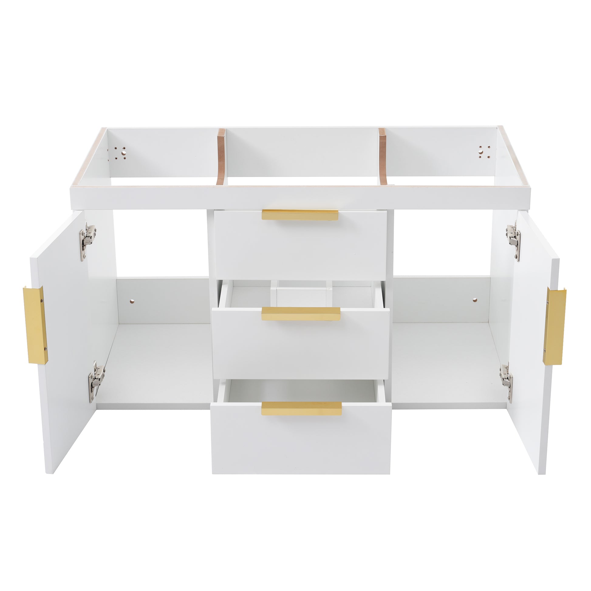 36'' Wall Mounted Bathroom Vanity Without Sink, Floating Bathroom Storage Cabinet With 2 Drawers, Solid Wood Bathroom Cabinet Not Include Basin Sink White Bathroom Modern Mdf