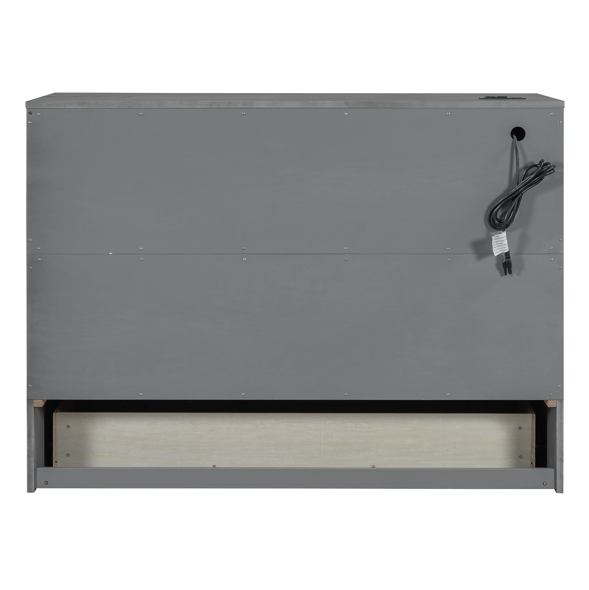 Full Size Murphy Bed With Large Drawers,Brushed Gray Full Gray Plywood