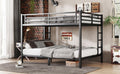 Metal Queen Over Queen Bunk Bed For Teens And Adults,Space Saving Noise Reduced No Box Spring Needed, Black Box Spring Not Required Queen Black Metal