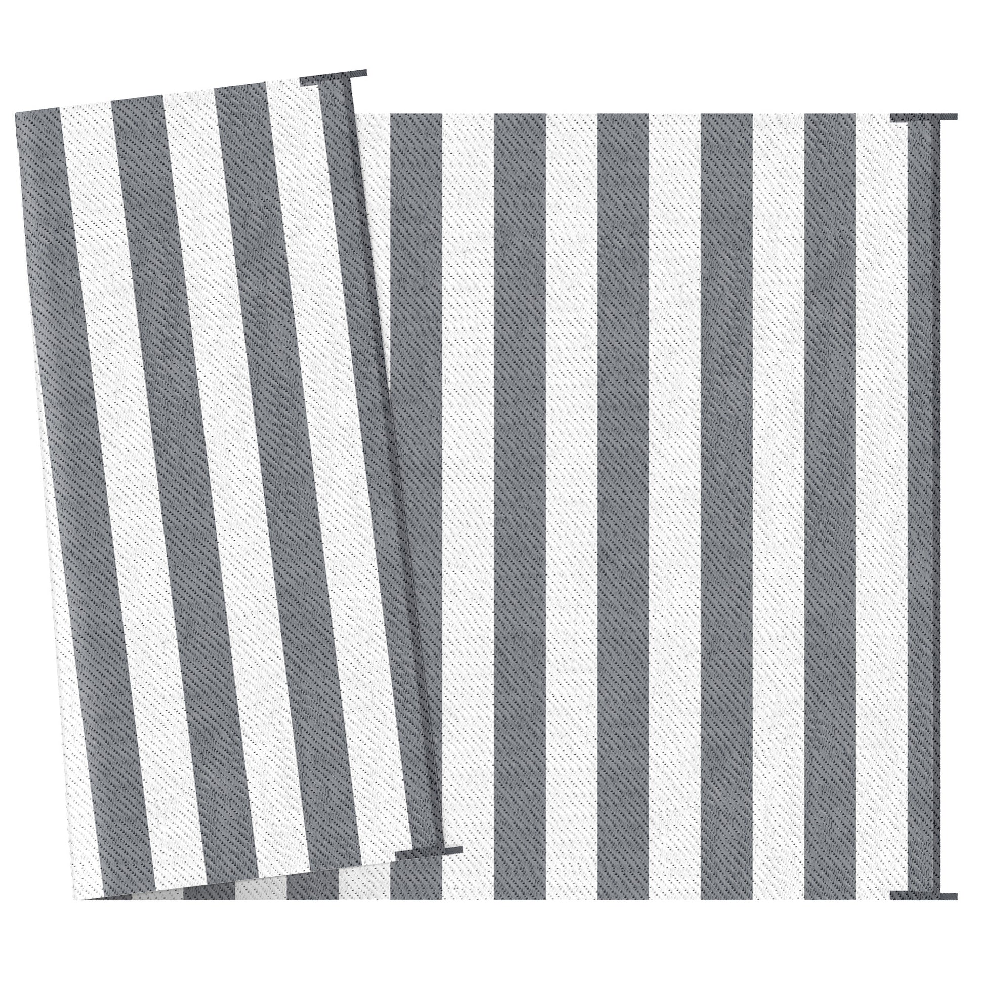 Outsunny Reversible Outdoor Rug, 9' X 12' Waterproof Plastic Straw Floor Mat, Portable Rv Camping Carpet With Carry Bag, Large Floor Mat For Backyard, Deck, Picnic, Beach, Gray & White Striped Multicolor Polypropylene
