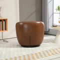 Upholstered Swivel Barrel Armchair With Storage Modern Living Room Side Chair For Bedroom Office Reading Spaces Pu Light Brown Light Brown Upholstered