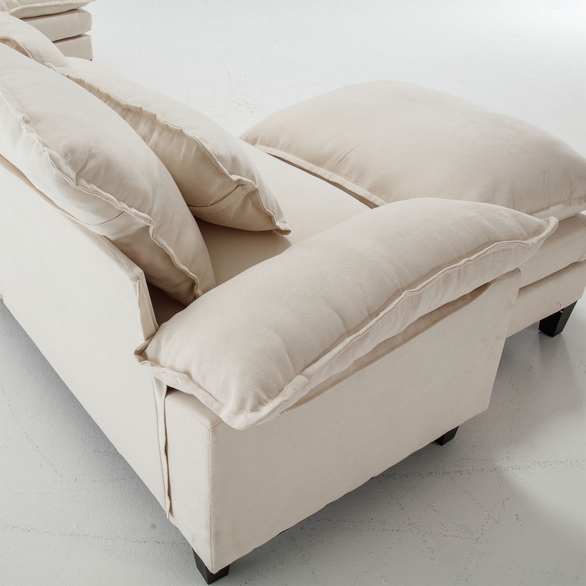 154.8" Oversized Modular Sofaice Velvet Large U Shaped Couch Comfy Upholstered 4 Seat Sofa With 2 Ottoman, 4 Lumbar Pillow, Deep Seat Couch For Living Room Beige Wood Primary Living Space Modern Foam Polyester 6 Seat