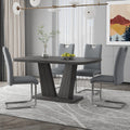 Dining Table Set For 4 6, 5 Piece Dining Table Set, Faux Wood Table Top And Modern Design Mdf Base With 4 Pu Leather Ergonomic Dining Chairs Metal Grey Modern Mdf Metal