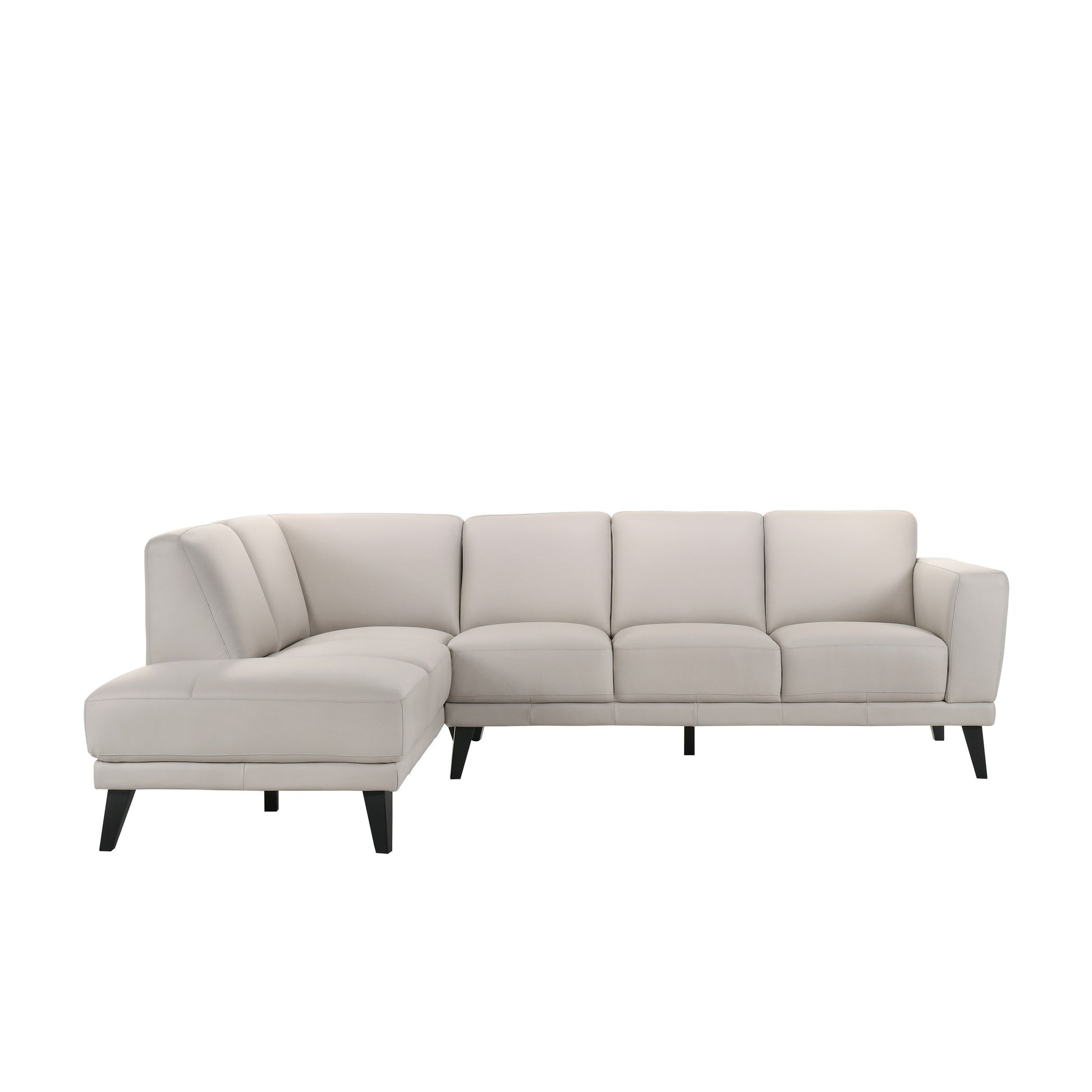 Fin 71 Inch Right Arm Facing Sofa, Mist Gray, Genuine Italian Leather Gray Wood 5 Seat