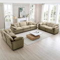 Modern Living Room Sofa 3 Pieces Set, Two 2 Seater Sofas And One 3 Seater Sofas, Upholstery Large Deep Seat Sofa With Sofat Cushion And Pillowss,Tan Corduroy Tan Corduroy 7 Seat