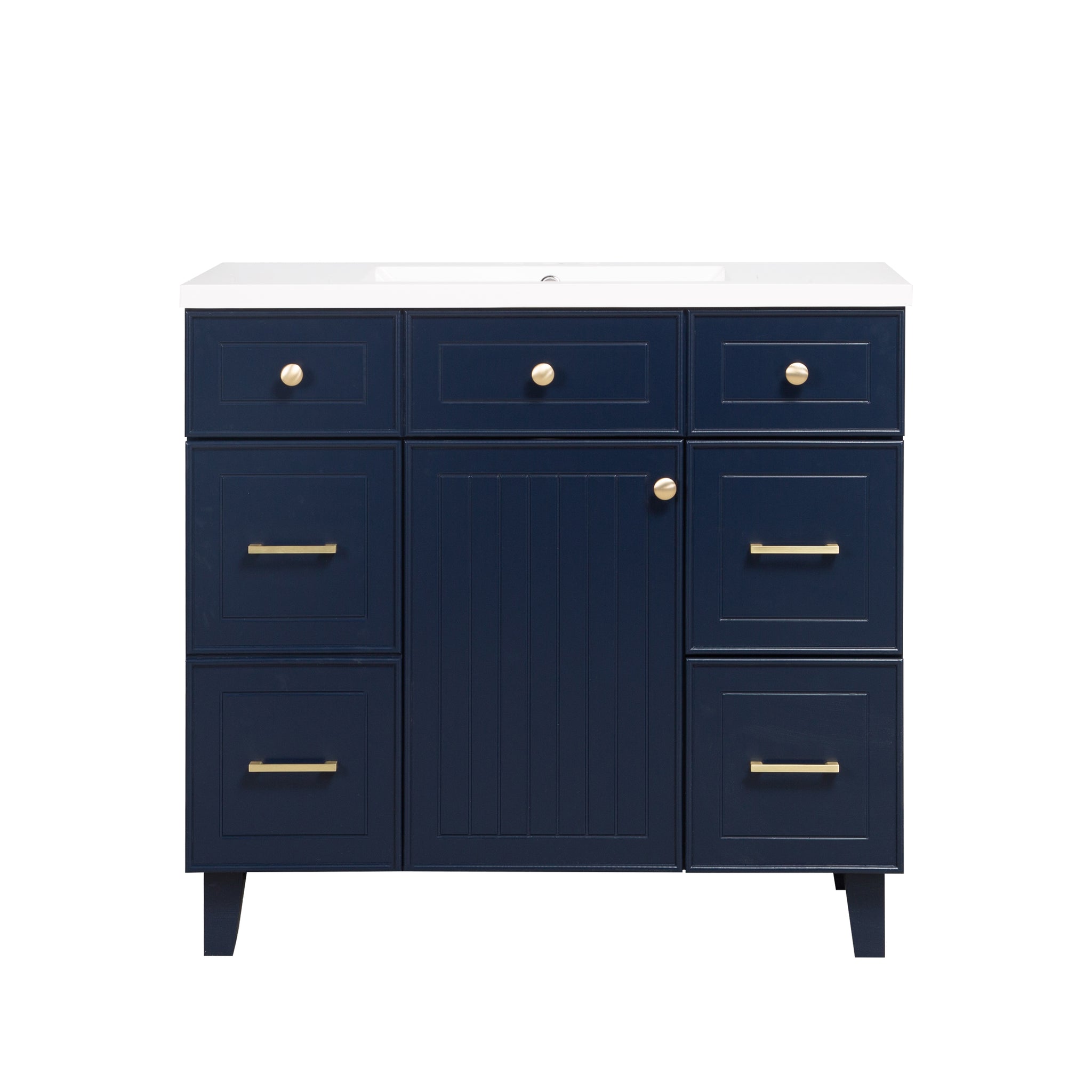 36" Bathroom Cabinet Only, Without Basin, 23V07 36Nb Navy Blue Mdf