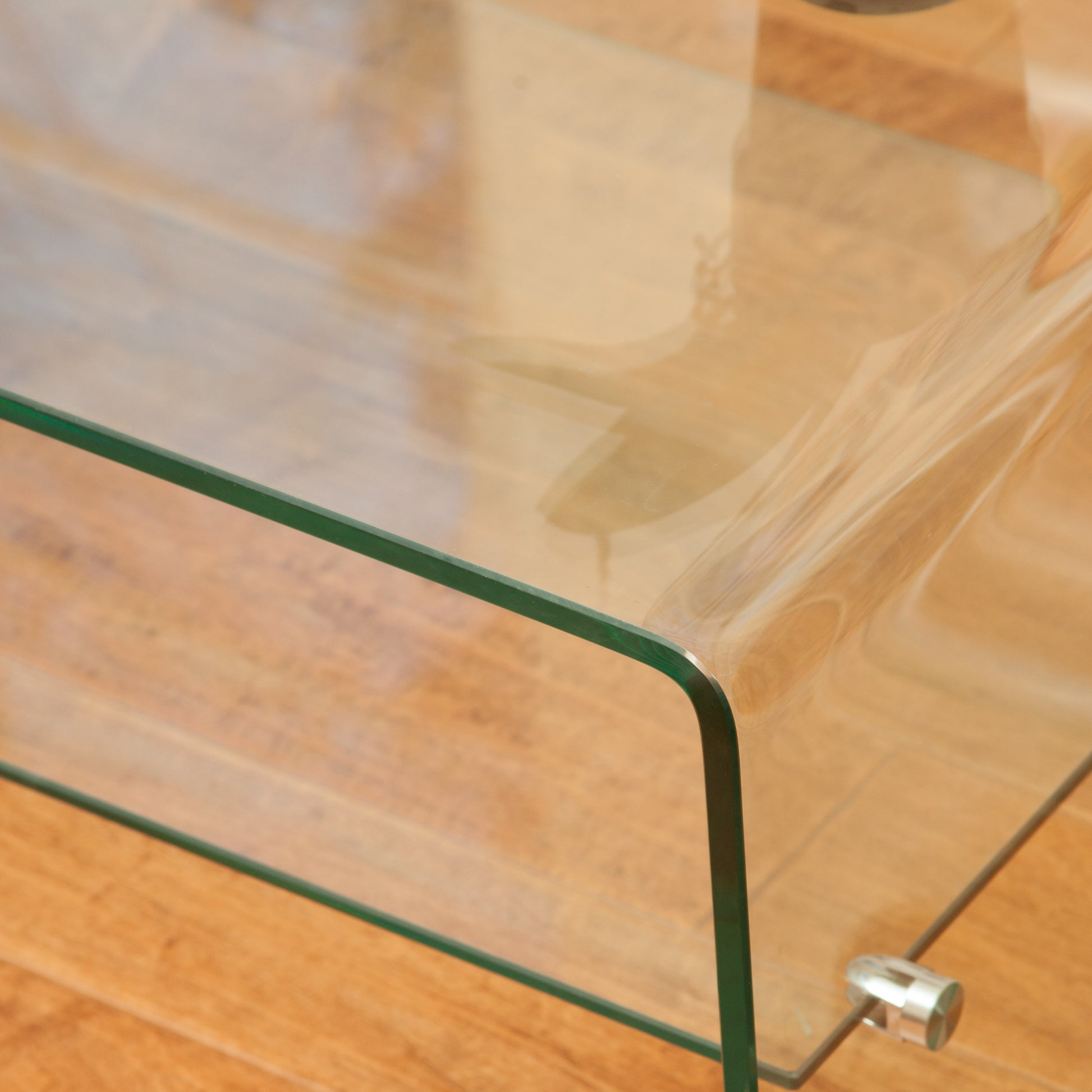Ramona Glass Coffee Table W Shelf Clear Tempered Glass