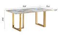 Luxurious Faux Marble Mdf Dinning Table For 6 Or 8, Rectangular 70.9