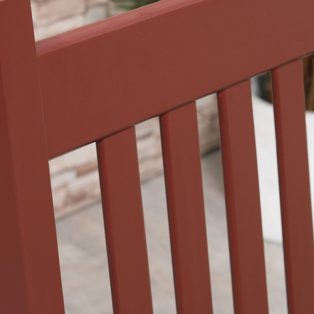 Outsunny Outdoor Rocking Chair Set Of 2, Patio Wooden Rocking Chair With Smooth Armrests, High Back For Garden, Balcony, Porch, Supports Up To 352 Lbs., Wine Red Red Fabric Metal