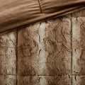 4Pc Faux Fur Comforter Set King Brown Polyester