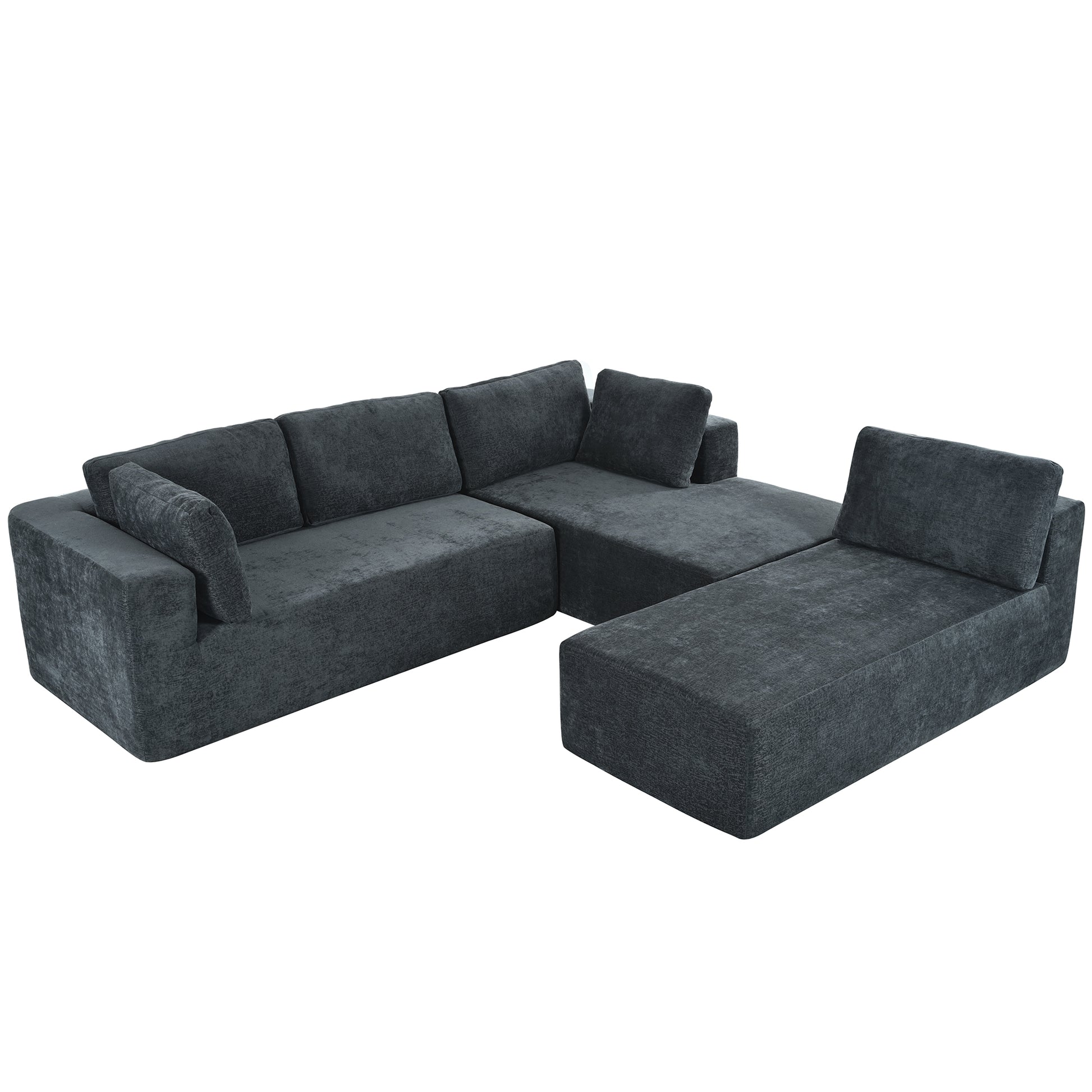 Modern Large Modular Sectional Sofa For Living Room, Bedroom, Salon, 3 Piece Free Combination Gray Polyester 3 Seat