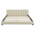 Queen Size & Twin Xl Size Upholstered Platform Bed, Mother & Child Bed, Pu Leather, Beige Beige Pu Leather