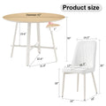 Table And Chair Set, Mdf Desktop, White Metal Table Legs, Stable And Beautiful, Suitable For Most Styles Of Home. Modern Simple Dining Table, Comfortable Seating. White Seats 4 Mdf
