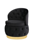 360 Degree Swivel Cuddle Barrel Accent Storage Chairs Black Velvet