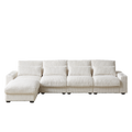 128 Inch Corduroy With Cup Holder Super Large L Shaped Sofa, Movable Footrest, Four Waist Pillows And Four Back Cushion, With Usb Port And T Pyce Port Beige Corduroy 3 Seat