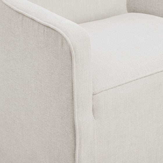 Skirted Dining Arm Chair With Casters Cream Wood