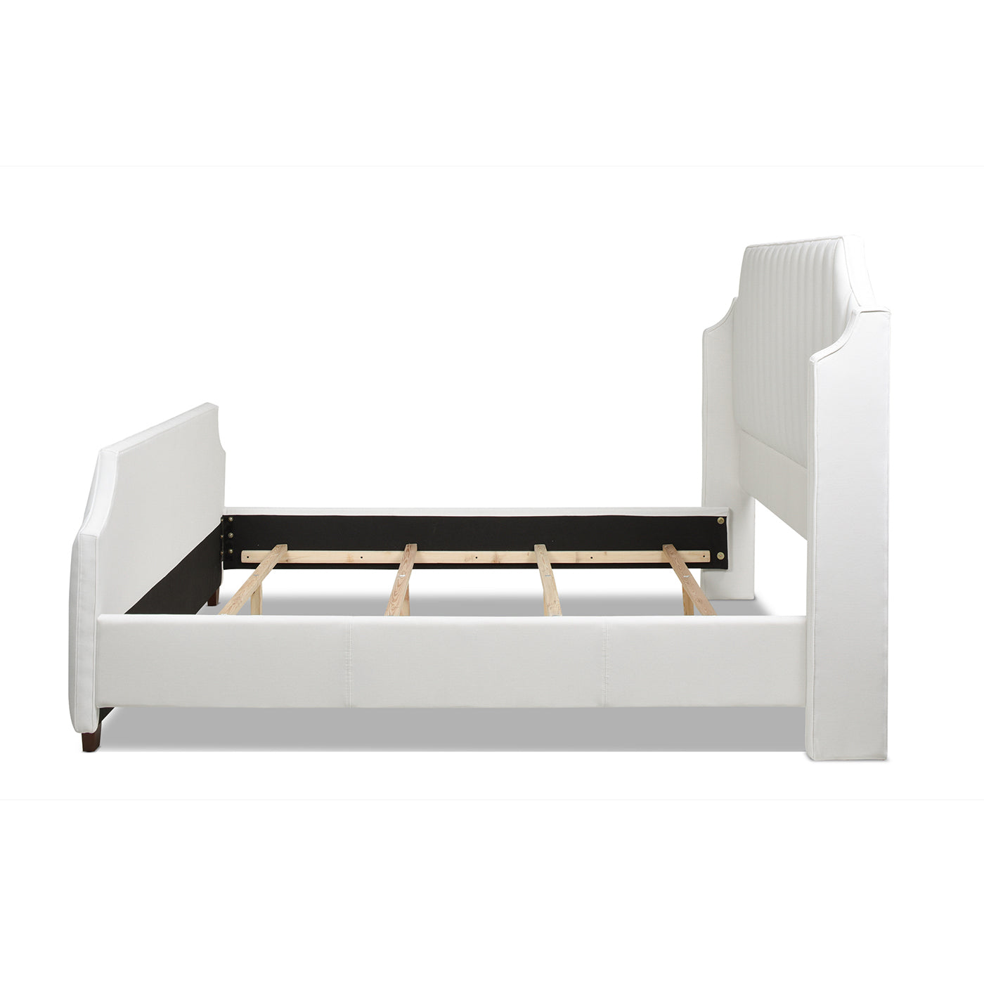 Addison King Channel Tufted Panel Bed Frame, Cloud White Performance Velvet Box Spring Required King White Wood Foam Velvet Velvet