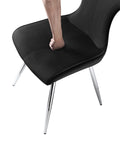 Ultra Modern Dining Furniture Set Of 2 Side Chairs Black Velvet Upholstery Chrome Finish Metal Legs Black,Chrome Dining Room Ultra Modern Side Chair Set Of 2 Metal