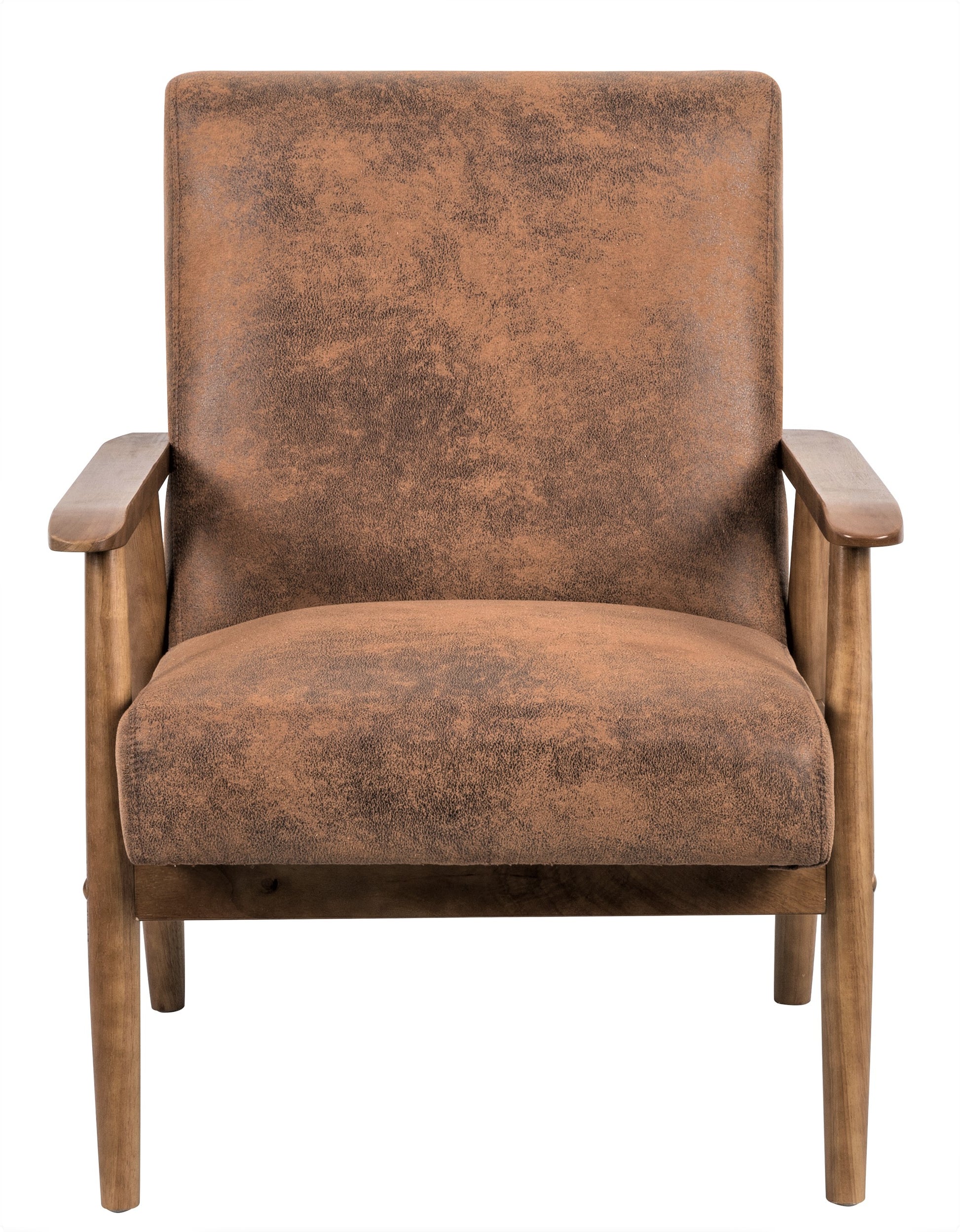 25.38'' Wide Classic Mid Century Modern Arm Chair, Light Brown Light Brown Microfiber