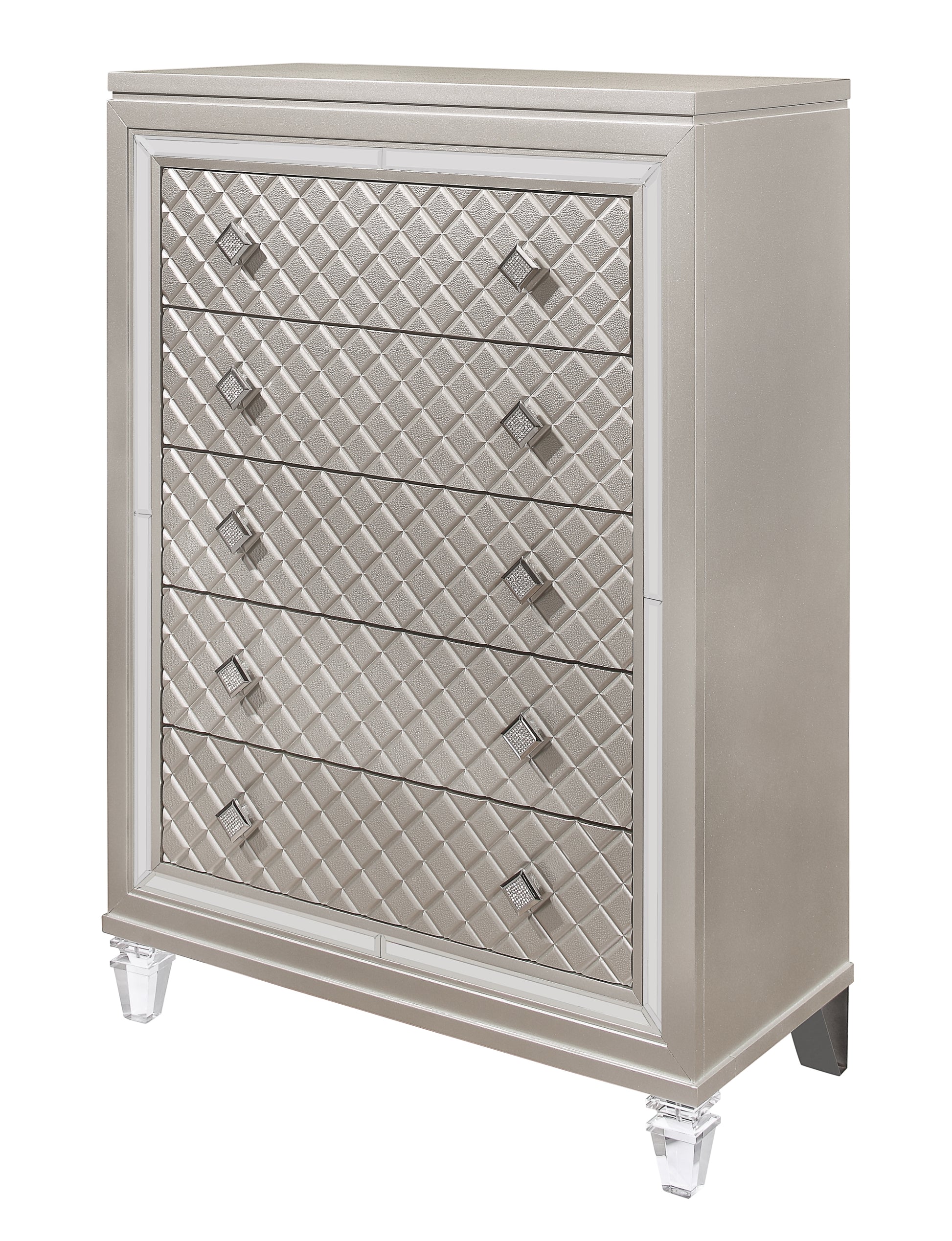 Cross Glam Champagne Chest Champagne Solid Wood Mdf
