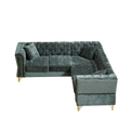 81.5 Inch Chenille Corner Sofal Shaped Sectional Couch, 5 Seater Corner Sofas With 3 Cushions For Living Room, Bedroom, Apartment, Office Green Foam Chenille 5 Seat