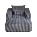 62.5 Inch Corduroy Sponge Sofa Lounge Chair With Removable Footrest,No Assembly Required,Fluffy Modern Sleeper Chair For Indoor Living Room Bedroom Grey Foam Corduroy 1 Seat