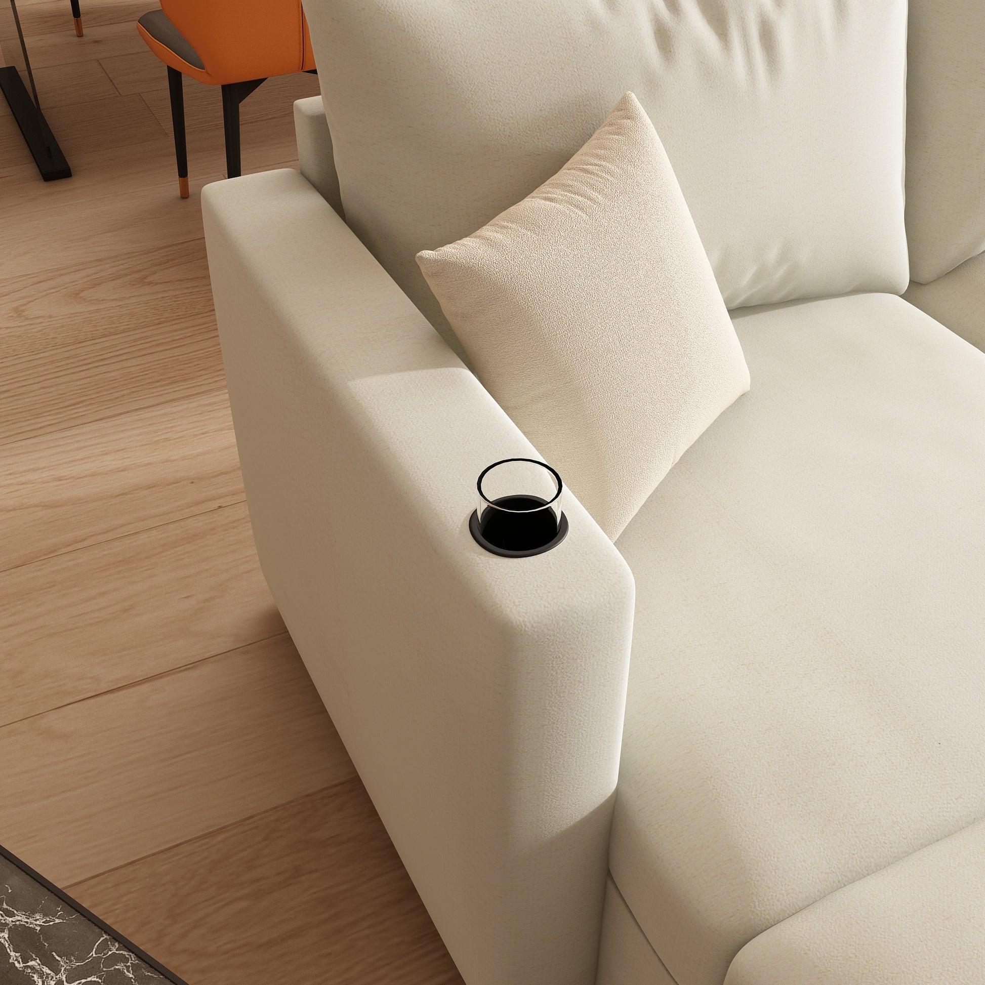 Modern Large Sectional Sofa, U Shape Modular Sectional Couch With Storage Function,123" Sofa Bed With Ottoman,6 Seat Sectionals Chaise For Living Room,Chenille Antique White Fabric 6 Seat