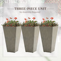 Outsunny Set Of 3 Tall Planters With Drainage Hole, 28