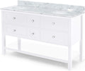 61'' Bathroom Vanity With Marble Top & Double Ceramic Sinks, 4 Drawers, Open Shelf, White White Plywood
