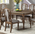 Transitional Style 7Pc Dining Set Dining Table 6Xside Chairs Cushion Seat Ash Oak Finish Kitchen Dining Room Wood Wood Oak Seats 6 Wood Dining Room Contemporary,Modern,Transitional Rubberwood 4 Leg Rectangular Dining Table With Chair Rubber Wood,Solid