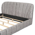 Queen Size Upholstered Platform Bed With Thick Fabric, Polyester, Gray Queen Gray Polyester