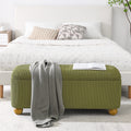 Flannelette Fabric Storage Ottoman Bench, Cushioned Bed End Ottoman Bench With Storage And Seat, Suitable For Bedrooms, Living Rooms, And Entrance Passages Green 41.73