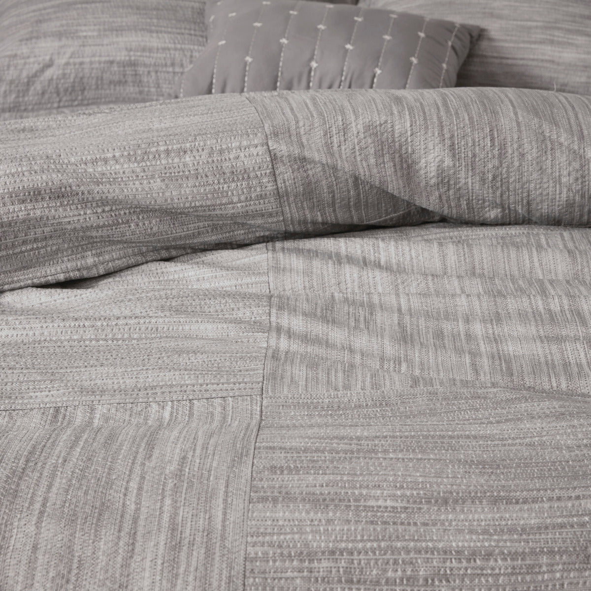 7 Piece Printed Seersucker Comforter Set Grey Cal King California King Grey Polyester