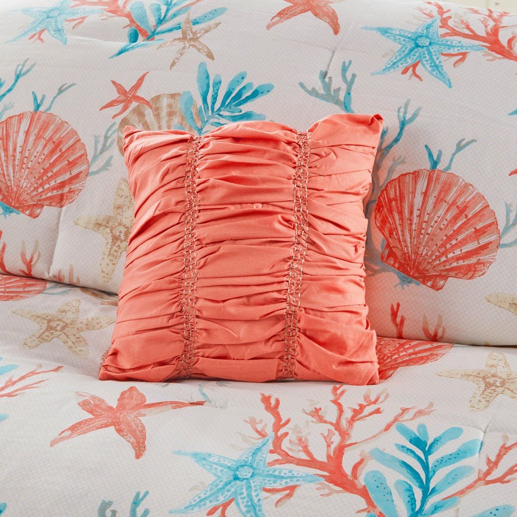 7 Piece Cotton Sateen Comforter Set Coral Cal King California King Coral Cotton