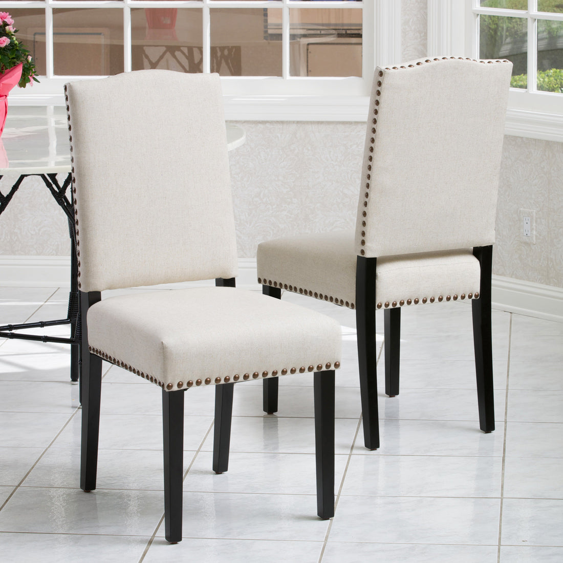 Madison Kd Stud Dining Chair Beige Fabric