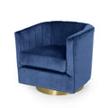 Swivel Arm Chair Blue Velvet