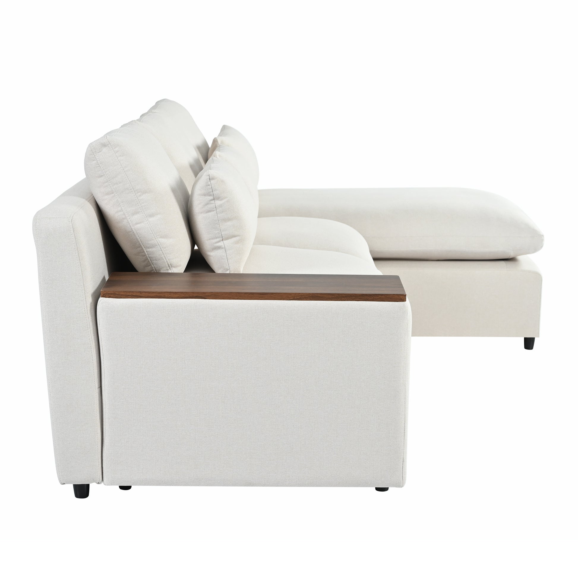 L Shaped Modular Sectional Sofa With Removable Back Cushions,3 Pillows And 2 Storage Spaces,Suitable For Living Rooms,Offices And Apartments Beige Polyester 3 Seat