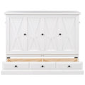 Solid Pine Murphy Bed Chest Cube Cabinet Bed With Charging Station And Large Storage Drawer For Home Office Or Small Room,Full,White Box Spring Not Required Full White Wood White Pine Murphy Solid Wood Mdf