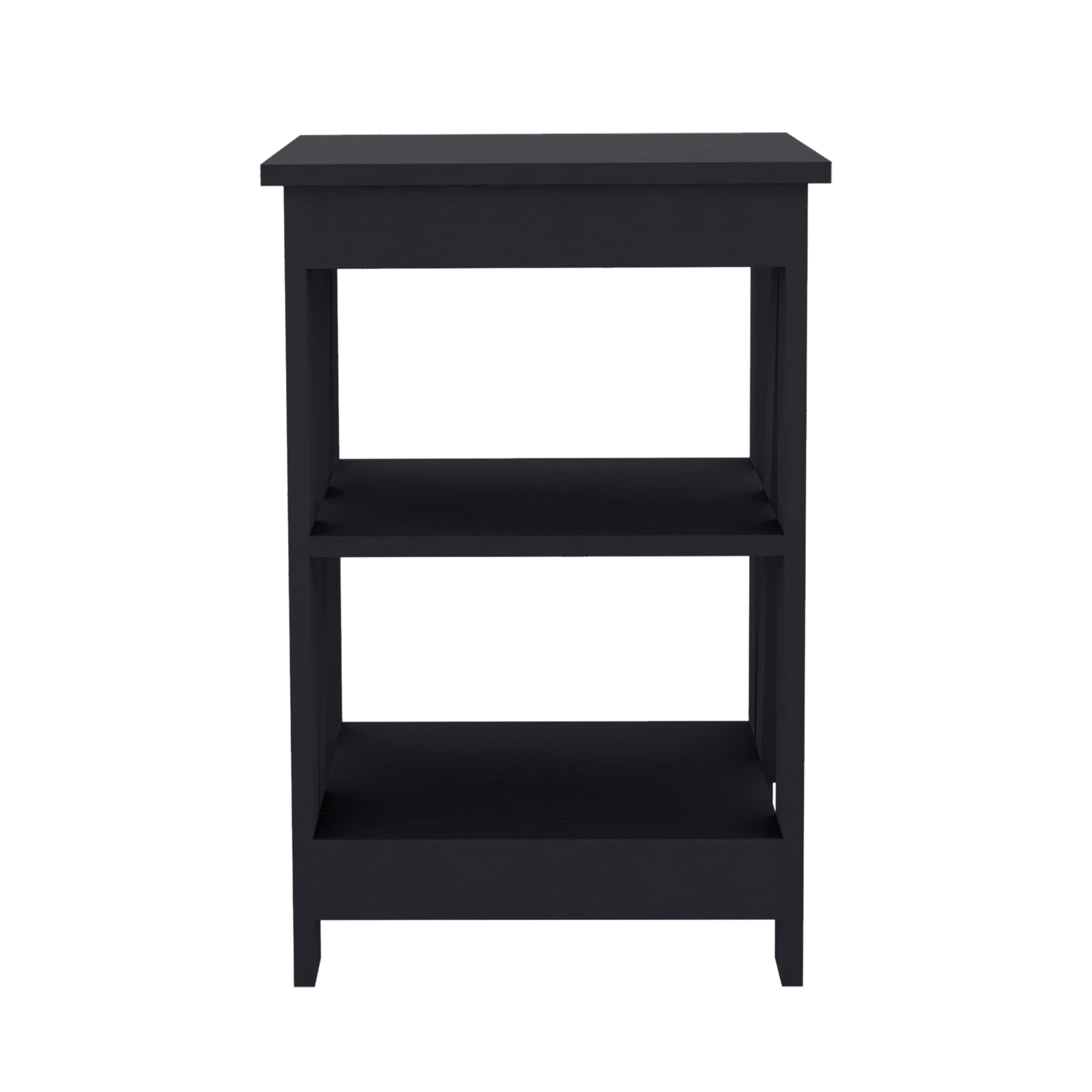 Taylor 3 Tier End Table Nightstand, Side Table For Small Space, Black Black Solid Wood Mdf Engineered Wood