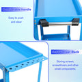 Tool Cart On Wheels, Heavy Duty Steel Utility Cart W Lockable Wheels, 400 Lbs Capacity Industrial Service Cart For Garage, Warehouse, Workshop Two Layer Bright Blue Blue Abs Steel Q235